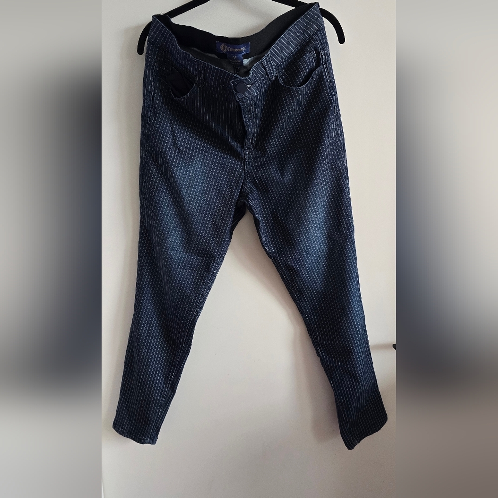 Democracy Navy Pinstripe Jeans W Stretch